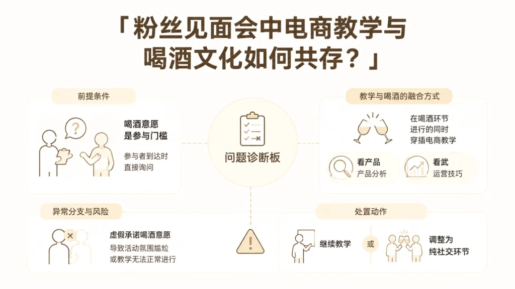 粉丝见面会中电商教学与喝酒文化如何共存?